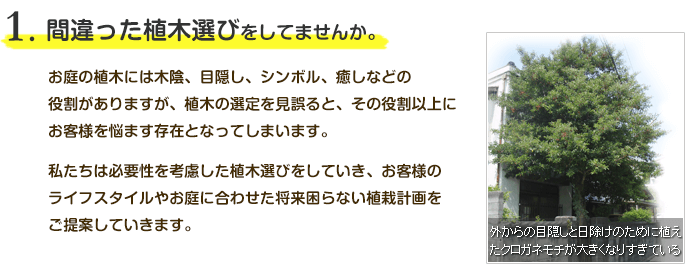 1.間違った植木選びをしてませんか。